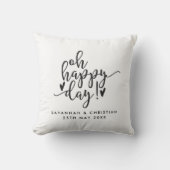 Oh Happy Day Script Personalisiert Wedding Pillow Kissen (Vorderseite)