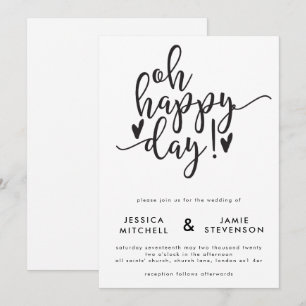 Oh Happy Day Typographic Wedding Einladung