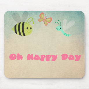 Oh Happy Day Whimsical Cheerful Insekten Mousepad