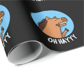 Oh Hayyy Funny Horse Pun Dark BG Geschenkpapier (Rolleneckpunkt)