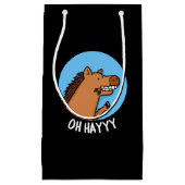 Oh Hayyy Funny Horse Pun Dark BG Kleine Geschenktüte (Vorderseite)