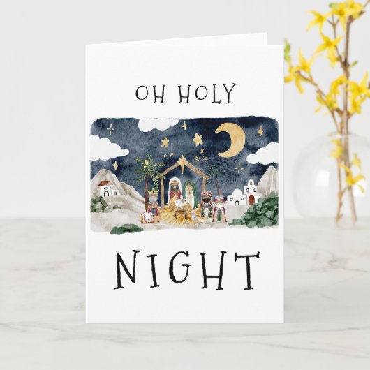 Oh, Heilige Nacht Afrikanische Krippe Weihnachten Karte (Gelbe Blume)