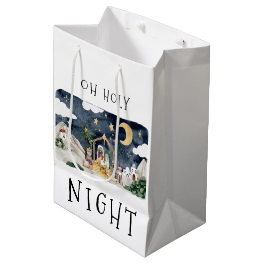 Oh, Heilige Nacht Afrikanische Krippe Weihnachten Mittlere Geschenktüte (Vorderseite Schrägansicht)