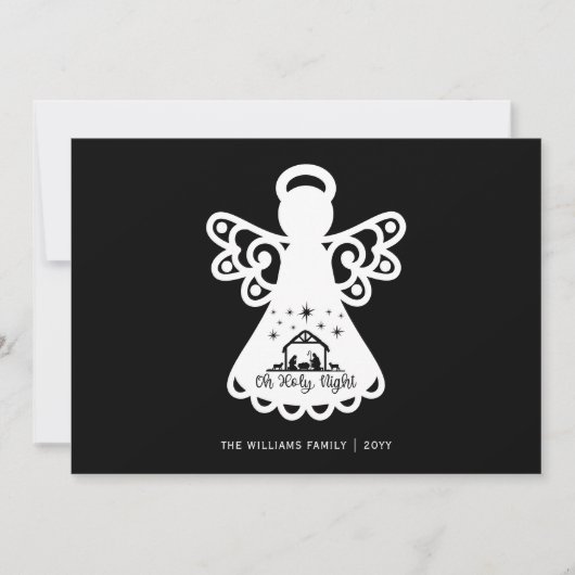 Oh, Heilige Nacht Angel Foto Schwarz-weiß Weihnach (Vorderseite)