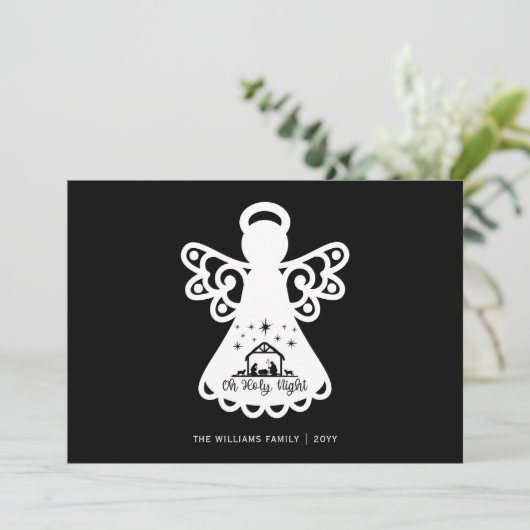 Oh, Heilige Nacht Angel Foto Schwarz-weiß Weihnach (Stehend Vorderseite)