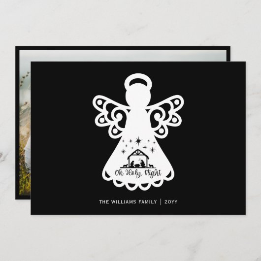 Oh, Heilige Nacht Angel Foto Schwarz-weiß Weihnach (Vorne/Hinten)