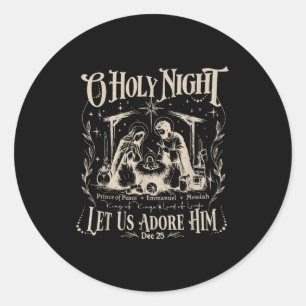 Oh Heilige Nacht Lasst Uns Ihn Anbeten Weihnachten Runder Aufkleber