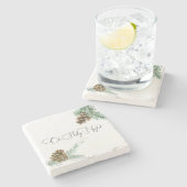 Oh, heilige Nacht Pine Cone & Bough Christmas Steinuntersetzer (Seitenansicht)