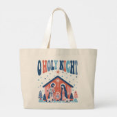 Oh Heilige Nacht Religiöse Weihnachtskrippe Szene Jumbo Stoffbeutel (Rückseite)