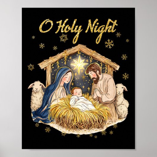 Oh Heilige Nacht Religiöse Weihnachtskrippen F Poster (Vorne)