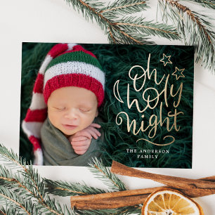 Oh, heilige Nacht religiöses Weihnachtsfest Foto Feiertagskarte