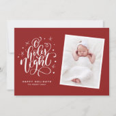 Oh Heilige Nacht Script Red Baby Foto Weihnachten (Vorderseite)