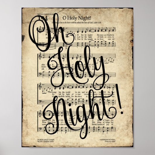 Oh, heilige Nacht Scripting Vintag Hymn Poster (Vorne)