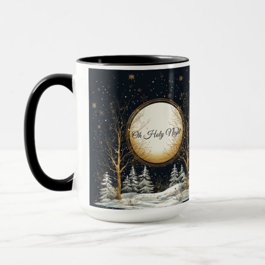 Oh, Heilige Nacht Weihnachten Schwarzen Golden Pin Tasse (Links)