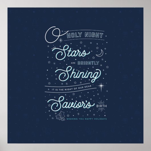 Oh, Heilige Nacht Weihnachtsgebäck 24x24 / Blau Poster (Vorne)