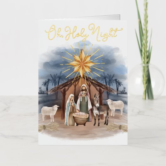 Oh Heilige Nacht Weihnachtskrippe Wasserfarbe (Vorderseite)
