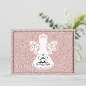 Oh Heilige Nachtkrippe Angel Glitzer Flat Card (Stehend Vorderseite)