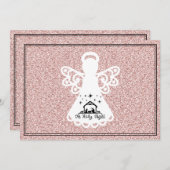 Oh Heilige Nachtkrippe Angel Glitzer Flat Card (Vorne/Hinten)