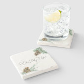 Oh, heilige nächtliche Pine Cone & Bough Christmas Steinuntersetzer (Seitenansicht)