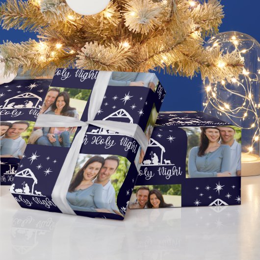 Oh Heilige Nachtschrift Typografie Krippe Geburt Geschenkpapier (Feiertage)