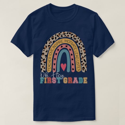 Oh Hey 1st First Grade Back To School Rainbow Prem T-Shirt (Design vorne)