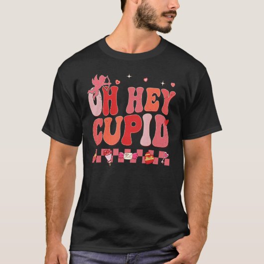 Oh Hey Cupid Retro Groovy Valentine's Day Couple M T-Shirt (Vorderseite)