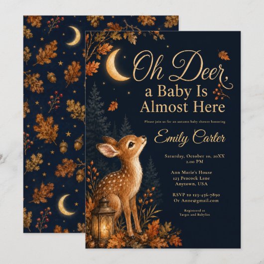 Oh Hirsch Baby Shower Einladung (Vorne/Hinten)