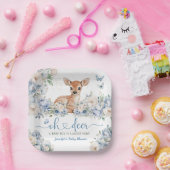Oh Hirsch Baby Shower Junge Dusty Blue Papier Pappteller (Party)