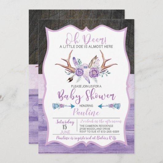 Oh, Hirsch, ein kleiner Dose hier fast Babydusche Save The Date (Vorne/Hinten)