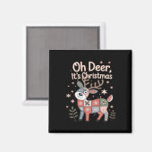 Oh Hirsch, es ist Weihnachten Mini-Patchwork-Quadr Magnet (Vorderseite/Rückseite)
