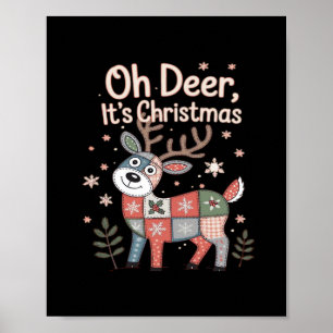 Oh Hirsch, es ist Weihnachten Mini-Patchwork-Quadr Poster