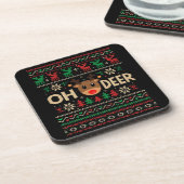 Oh Hirsch hässlicher Weihnachtspullover Getränkeuntersetzer (Linke Seite)