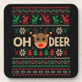 Oh Hirsch hässlicher Weihnachtspullover Getränkeuntersetzer (Vorderseite)