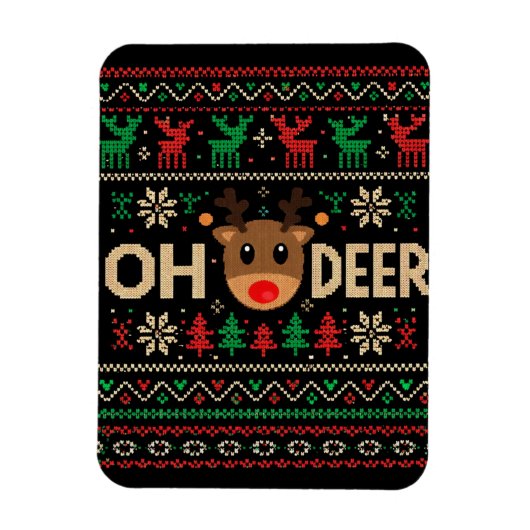 Oh Hirsch hässlicher Weihnachtspullover-Puzzle Magnet (Vertikal)