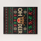 Oh Hirsch hässlicher Weihnachtspullover-Puzzle Puzzle (Horizontal)