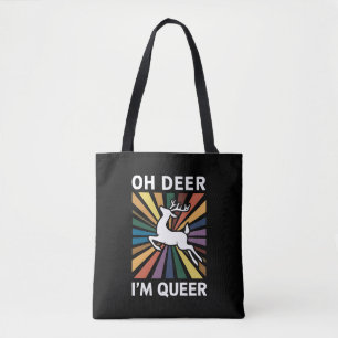 Oh Hirsch ich bin queer Regenbogen LGBT Stolz Schw Tasche