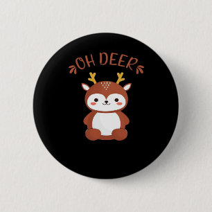 Oh Hirsch Kawaii Hirsch Spielende Kunst Stil Button