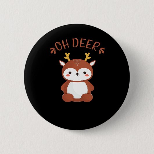 Oh Hirsch Kawaii Hirsch Spielende Kunst Stil Button (Vorderseite)
