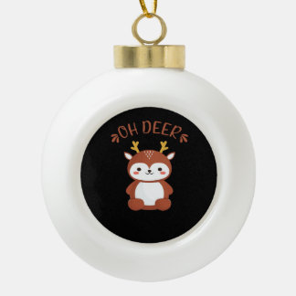Oh Hirsch Kawaii Hirsch Spielende Kunst Stil Keramik Kugel-Ornament