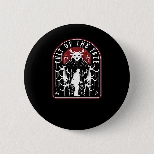 Oh Hirsch Kult Des Baumes Künstlerischer Stil Button (Vorderseite)
