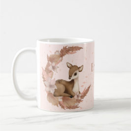 Oh, Hirsch, lieblicher Bambi auf Blume mit Wolkens Kaffeetasse