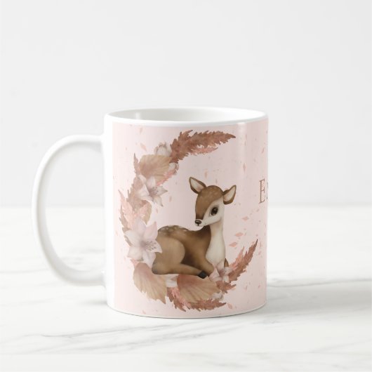 Oh, Hirsch, lieblicher Bambi auf Blume mit Wolkens Kaffeetasse (Links)