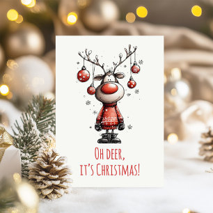 Oh Hirsch Lustige Rentier Weihnachtskarte Feiertagskarte