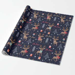 Oh, Hirsch Niedliches Weihnachtswrapping Paper Geschenkpapier