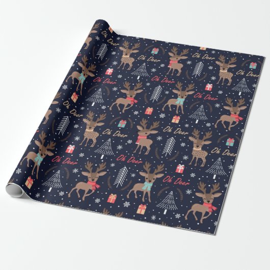 Oh, Hirsch Niedliches Weihnachtswrapping Paper Geschenkpapier (Ungerollt)