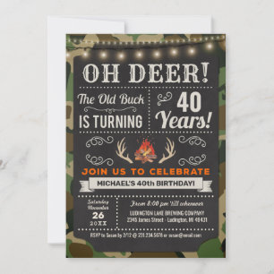 Oh, Hirsch Old Buck Camouflage Geburtstag Einladun Einladung