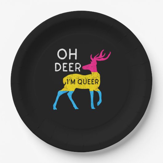 Oh Hirsch Queere Farbige Pride-Flaggen-Feier Pappteller (Vorderseite)
