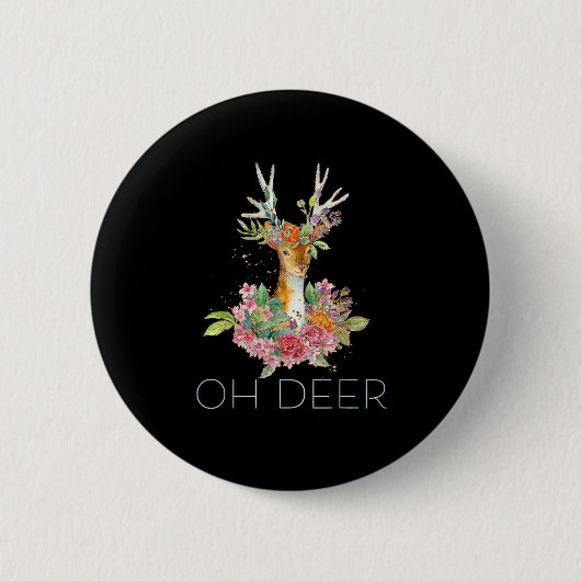 Oh Hirsch Süße Farbige Hirsch Minimal Design  Button (Vorderseite)