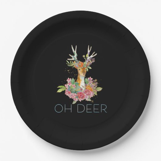 Oh Hirsch Süße Farbige Hirsch Minimal Design Pappteller (Vorderseite)