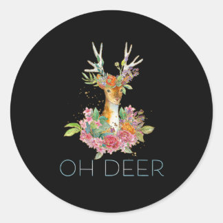 Oh Hirsch Süße Farbige Hirsch Minimal Design  Runder Aufkleber